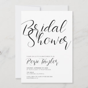 Invitación Ducha de novia con encabezado de guión moderno
