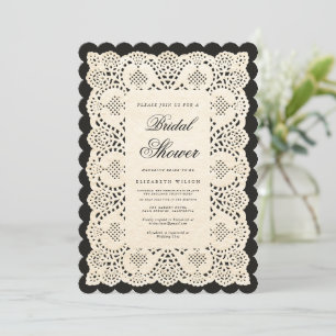Invitación Ducha de Novia con Encaje de Papel Antiguo