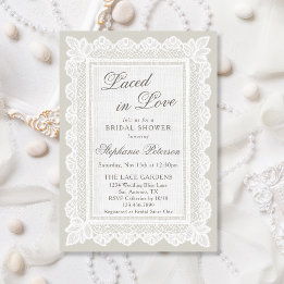 Invitación Ducha de novia con encaje vintage marfil Laced in