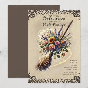 Invitación Ducha de Novia con Escoba de Brujas del Jardín Enc
