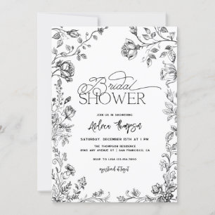 Invitación Ducha de novia con escritura floral moderna dibuja