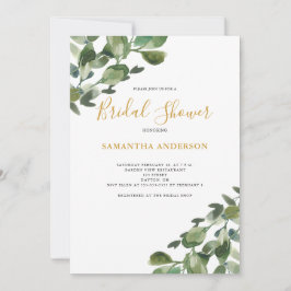 Invitación Ducha de Novia con Eucalipto Acuarela Verde