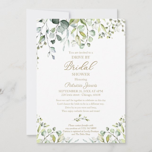 Invitación Ducha de Novia con Eucalipto al Pasar (Anverso)