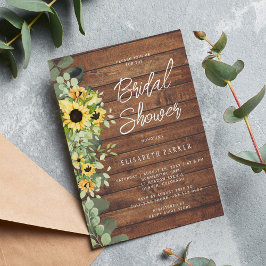 Invitación Ducha de novia con eucalipto de girasol rústico
