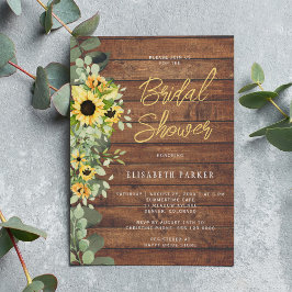 Invitación Ducha de novia con eucalipto de girasol rústico