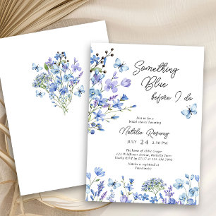 Invitación Ducha de Novia con Flor Silvestre Delicada Azul