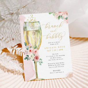 Invitación Ducha de novia con flores de oro rosado de brunch
