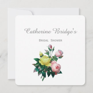 Invitación Ducha de novia con flores de rosa vintage rosa y a