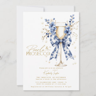 Invitación Ducha de Novia con Flores de Toile, Perlas y Prose
