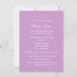 Invitación ducha de novia con flores de tulipán morado de bon