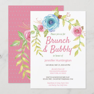 Invitación Ducha de novia con flores rosadas de bronce y burb