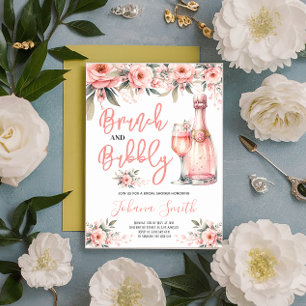 Invitación Ducha de novia con flores rosadas de bronce y burb