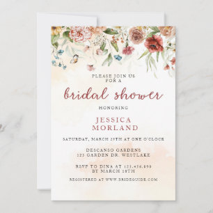 Invitación ducha de novia con flores silvestres, Floral Prima