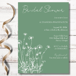 Invitación Ducha de Novia con Flores Silvestres Modernas Verd