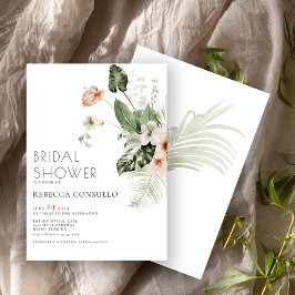 Invitación Ducha de Novia con Flores y Verdor en Tono Rosado