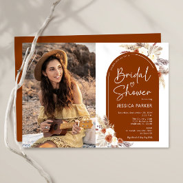 Invitación Ducha de novia con foto de Boho Terracotta