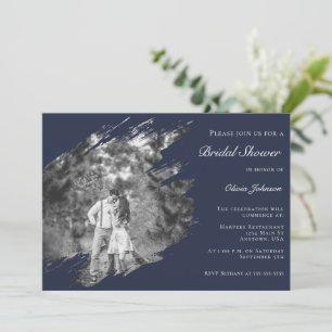 Invitación Ducha de Novia con Foto de Trazo de Pincelada Mode