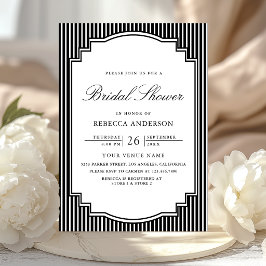 Invitación Ducha de Novia con Foto en Rayas Blancas y Negras
