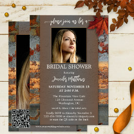 Invitación Ducha de novia con fotografía de otoño industrial