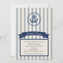 Invitación ducha de novia con franja de ancla marítimo de des