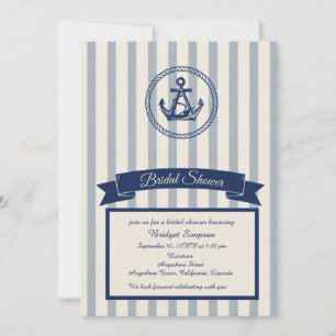 Invitación ducha de novia con franja de ancla marítimo de des