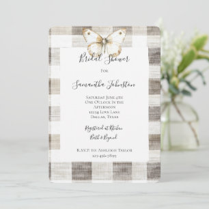 Invitación Ducha de novia con franjas de plástico de crema ma