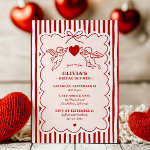 Invitación Ducha de Novia con Garabatos de Cupido al Estilo V