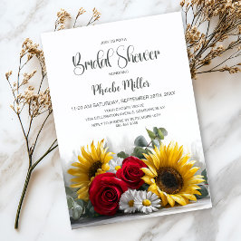 Invitación Ducha de Novia con Girasoles Rústicos y Rosas