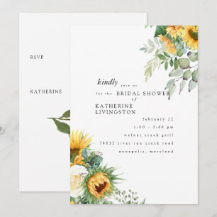 Invitación Ducha de Novia con Girasoles Toscano Modernos en F