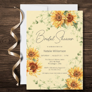 Invitación Ducha de Novia con Girasoles y Enredaderas Campest