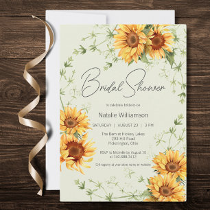 Invitación Ducha de Novia con Girasoles y Enredaderas Campest