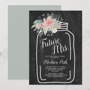 Invitación Ducha de novia con guijarro de albañil floral de t