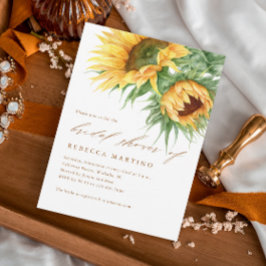 Invitación Ducha de Novia con Guion de Acuarela de Girasol Rú