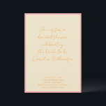 Invitación Ducha de novia con guión de crema rosa geométrico<br><div class="desc">Luminosa y colorida,  esta moderna invitación geométrica a la ducha de novia cuenta con una moderna tipografía escrita a mano y un diseño contemporáneo en rosa,  crema y naranja.</div>