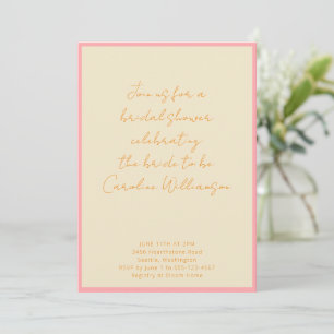 Invitación Ducha de novia con guión de crema rosa geométrico