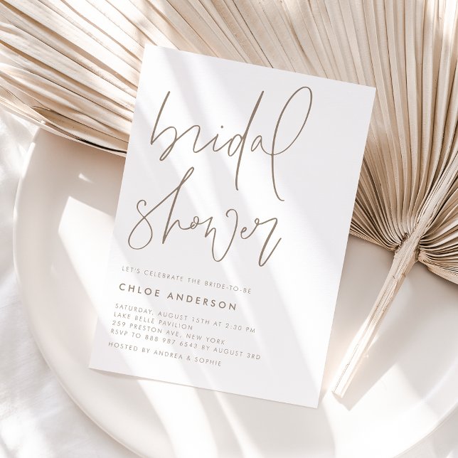 Invitación Ducha de novia con guión manuscrito minimalista (Subido por el creador)