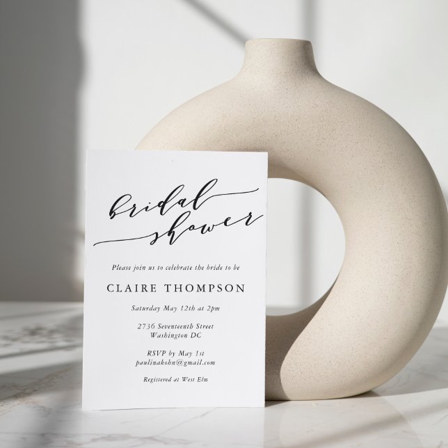 Invitación Ducha de novia con guion negro blanco clásico míni (Subido por el creador)