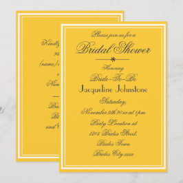 Invitación Ducha de Novia con Guión Negro y Amarillo Soleado 