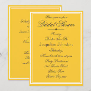 Invitación Ducha de Novia con Guión Negro y Amarillo Soleado 