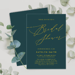 Invitación Ducha de novia con guión verde elegante