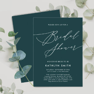 Invitación Ducha de novia con guión verde elegante