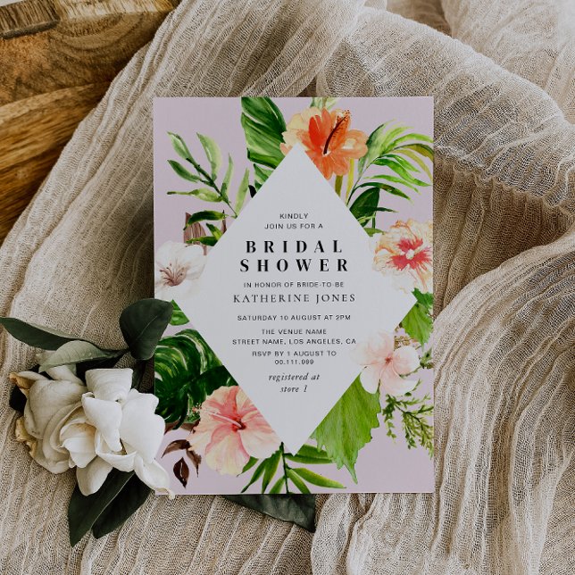 Invitación ducha de novia con hojas de palma tropicales moder (Subido por el creador)