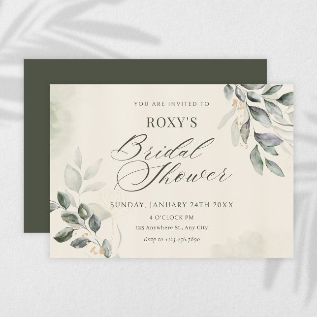 Invitación Ducha de novia con hojas verdes (Subido por el creador)