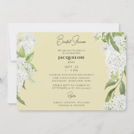 Invitación Ducha de Novia con Hortensias Blancas que Gotean A