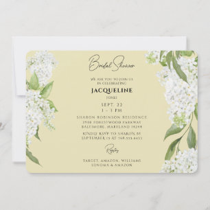 Invitación Ducha de Novia con Hortensias Blancas que Gotean A