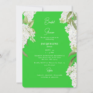 Invitación Ducha de Novia con Hortensias Blancas y Verde Lima