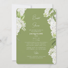 Invitación Ducha de Novia con Hortensias Blancas y Verde Musg