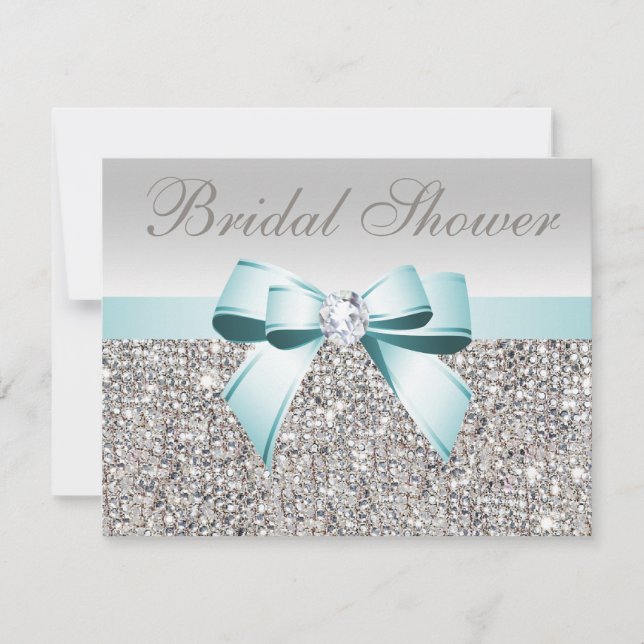 Invitación Ducha de novia con imagen de reverso Verde azulada (Anverso)