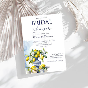 Invitación Ducha de novia con jarrón azul de Amalfi