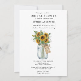 Invitación Ducha de Novia con Jarrón de Girasoles Rústicos